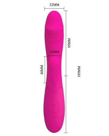 Pretty Love Snappy cerise pink vibrator dildo mål